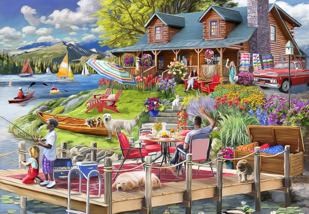 Bluebird Puzzle - Lake View Cabin Mountain Time 1000 pcs.