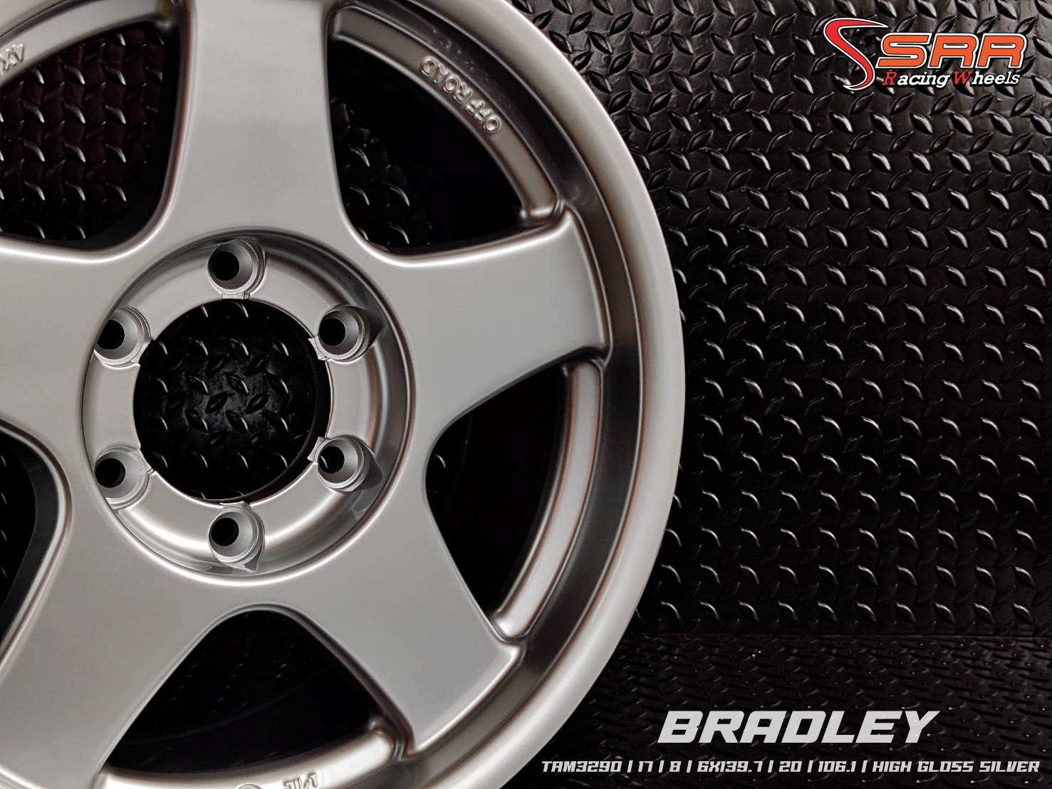 BRADLEY ล้อเบดเล่ย์ ขอบ17x8.0 6H139.7 ET20 HIGH GLOSS SILVER