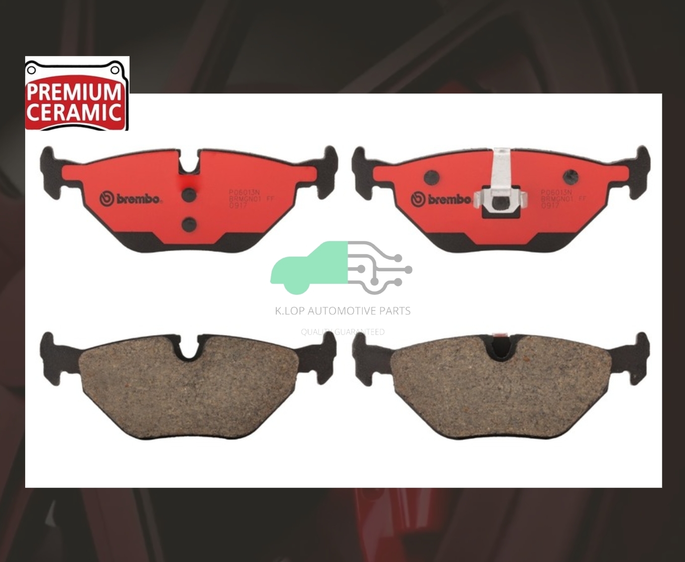 P06 013N ผ้าเบรกหลัง (แท้ BREMBO รุ่น Ceramic) BMW 3 E36 (318i 320i 323i 325i 328i), Z3 E36
