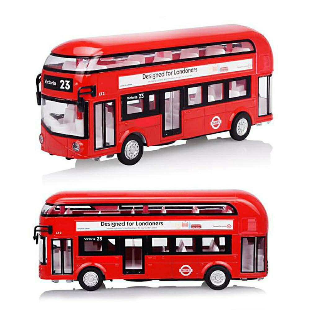 โมเดลรถเหล็ก London bus 2 ชั้น มีเสียง มีไฟ (ปลีก-ส่ง)