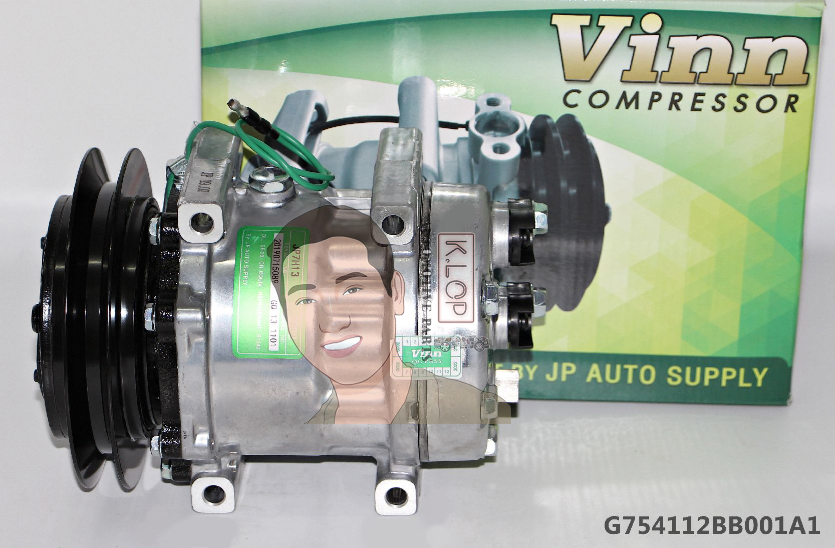 G754112BB001A1 คอมแอร์ยี่ห้อ Vinn (SD 7H13 KOBELCO ร่องB 4-ขา 24V. ออกหลัง)