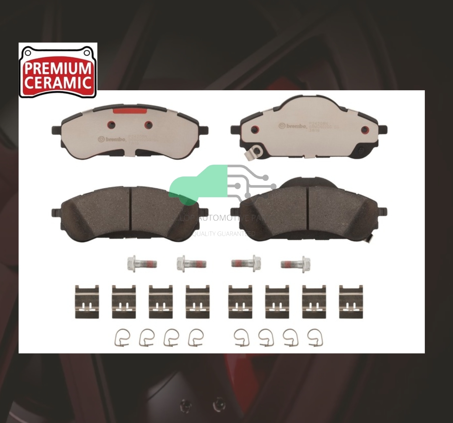 P24 208N ผ้าเบรกหลัง (แท้ BREMBO รุ่น Ceramic) FORD RANGER RAPTOR 4x4 (2.0Bi)'18/ EVEREST (2.2 3.2), (2.0Bi) 2015-