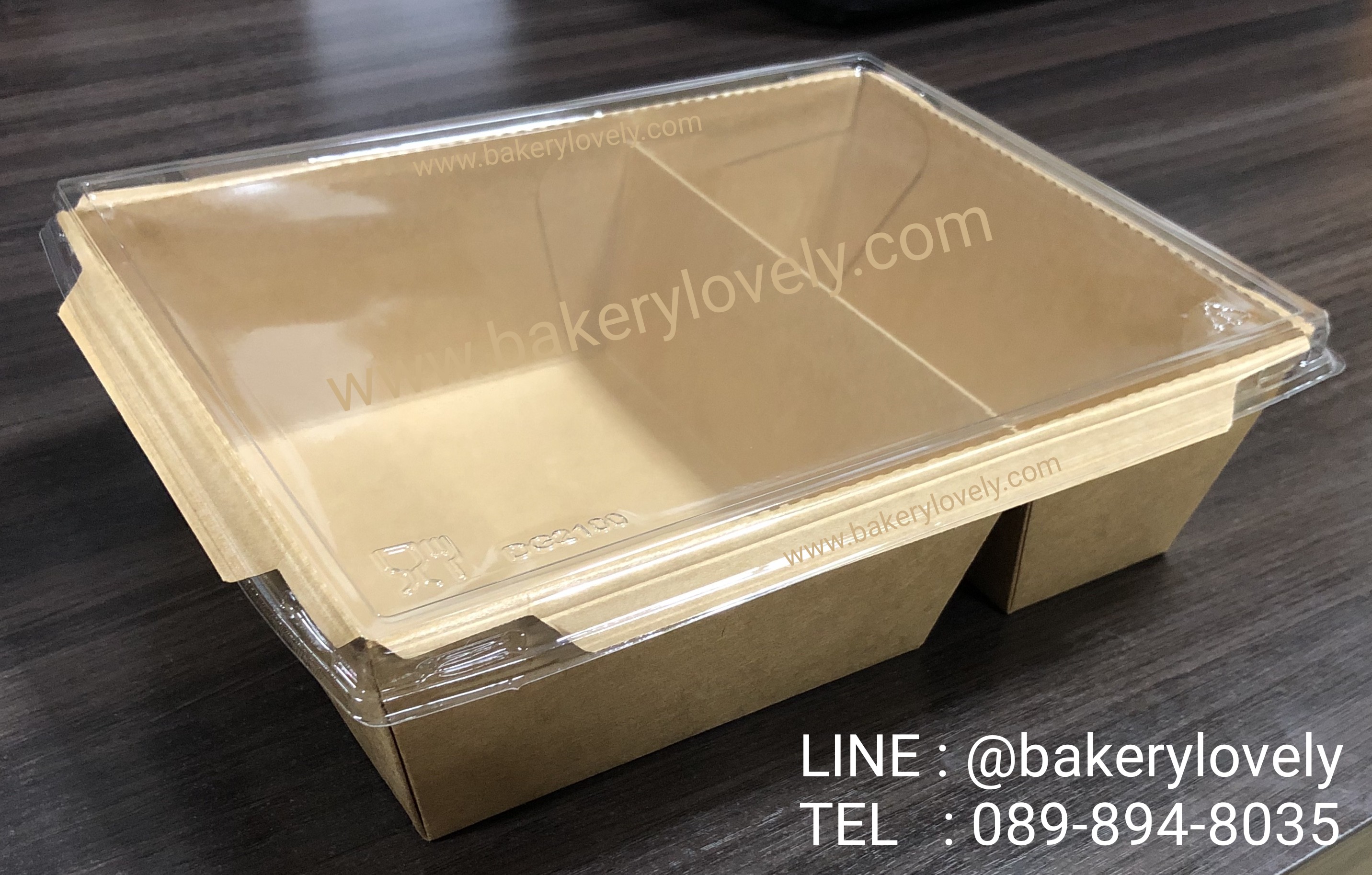 กล่องกระดาษ 2 ช่อง ฝาใส 2,100 ml