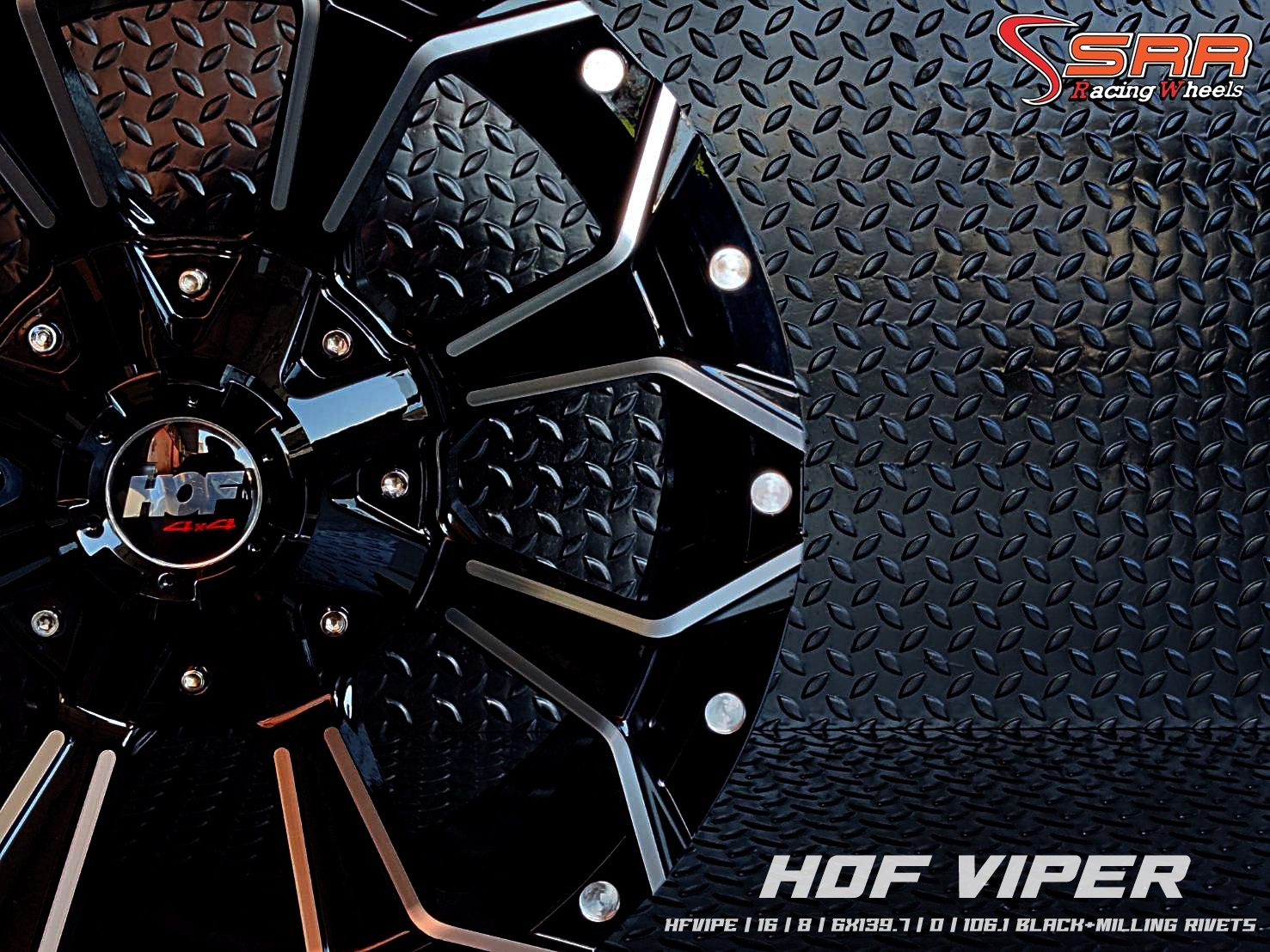 HOF VIPER ขอบ16 6H139.7 ET0 BLACK+MILLING RIVETS ราคาพิเศษ