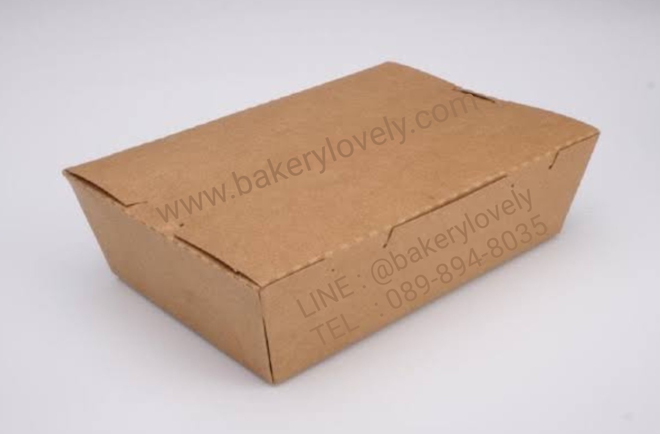 กล่องกระดาษใส่อาหาร pop-up สีน้ำตาล 1,600 ml