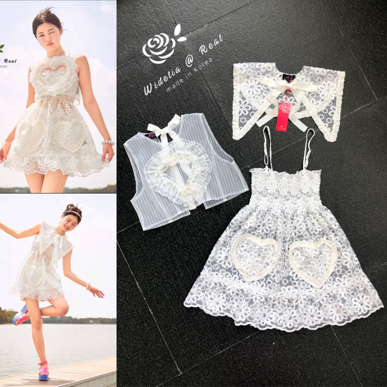 TT Set 3ชิ้น เก๋ๆแม่ มีมินิเดรสและเสื้อหัวใจกับคอปกแบบคลุม