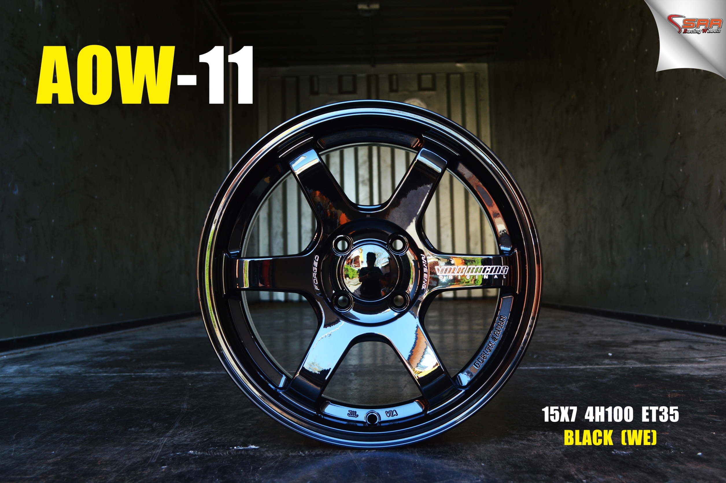 TE37 AOW-11 FlowForming ขอบ15 4x100 สีดำหยอดเงิน