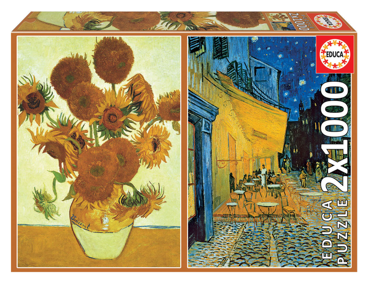 Educa - Sunflowers + Cafe Terrace at Night by Vincent Van Gogh 2x1000 pcs.