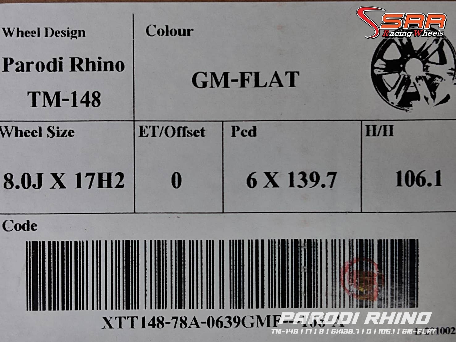 ล้อเล็บเหยี่ยว PARODI RHINO ขอบ17 6H139.7 ET0 สีเทาด้าน ราคาพิเศษ