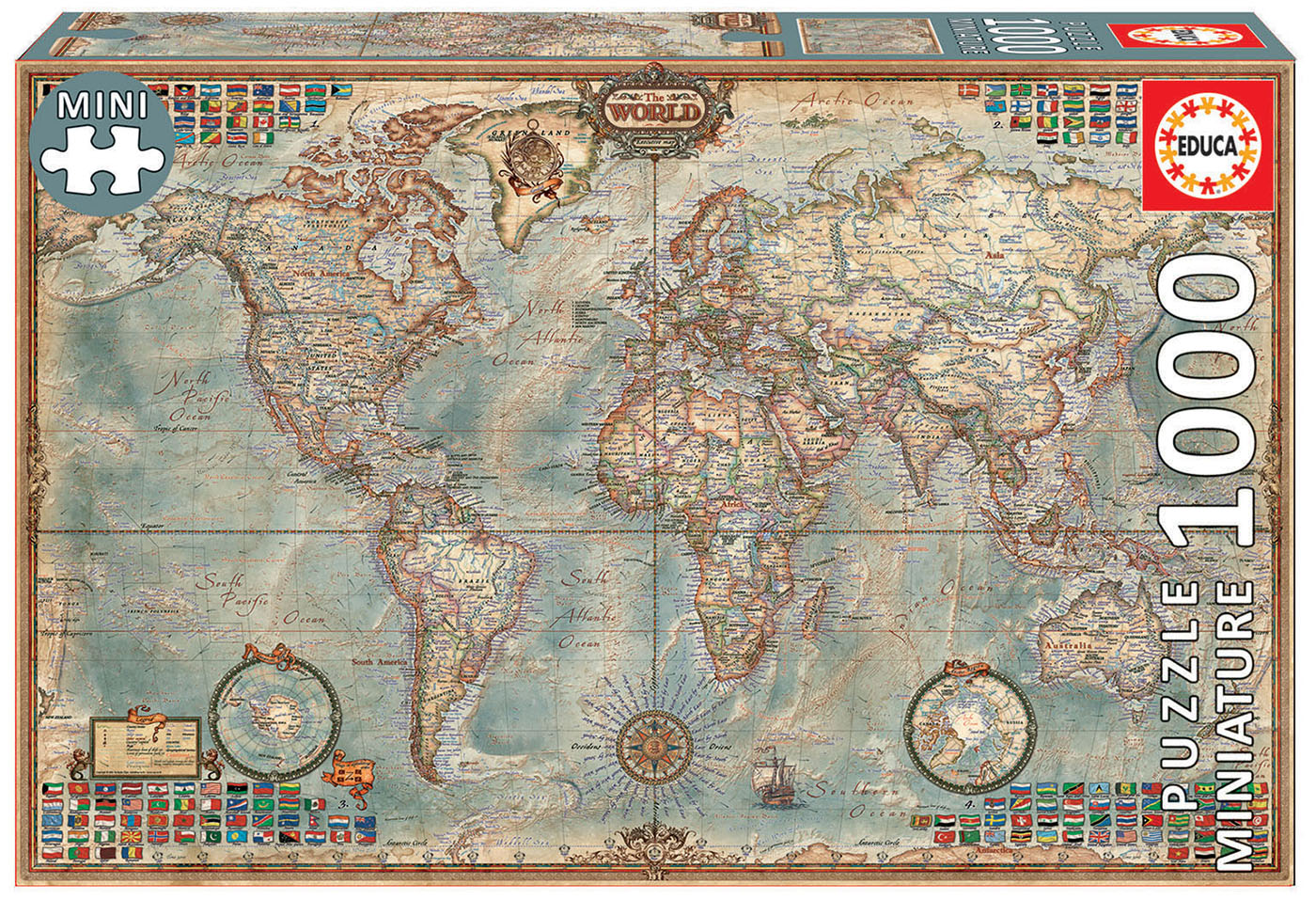 Educa - Political Map of the World (Miniature) 1000 pcs.