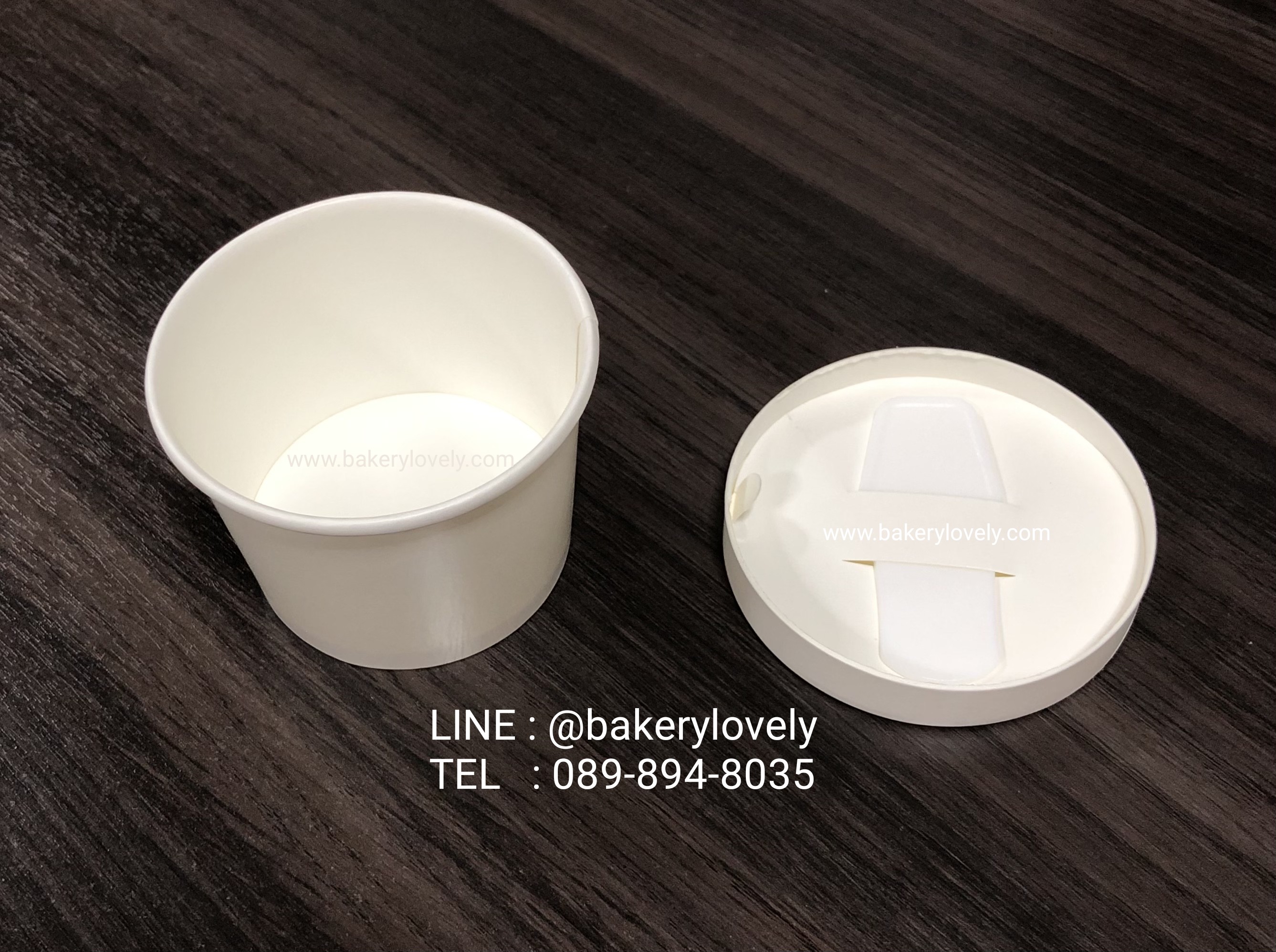 ถ้วยไอศกรีม สีขาว 4 oz + ฝากระดาษติดช้อน