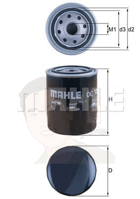 OC 105 กรองน้ำมันเครื่อง VOLVO T4 2.4D 2.5TDI ปี98, 940 2.4TD 960 ยี่ห้อ MAHLE