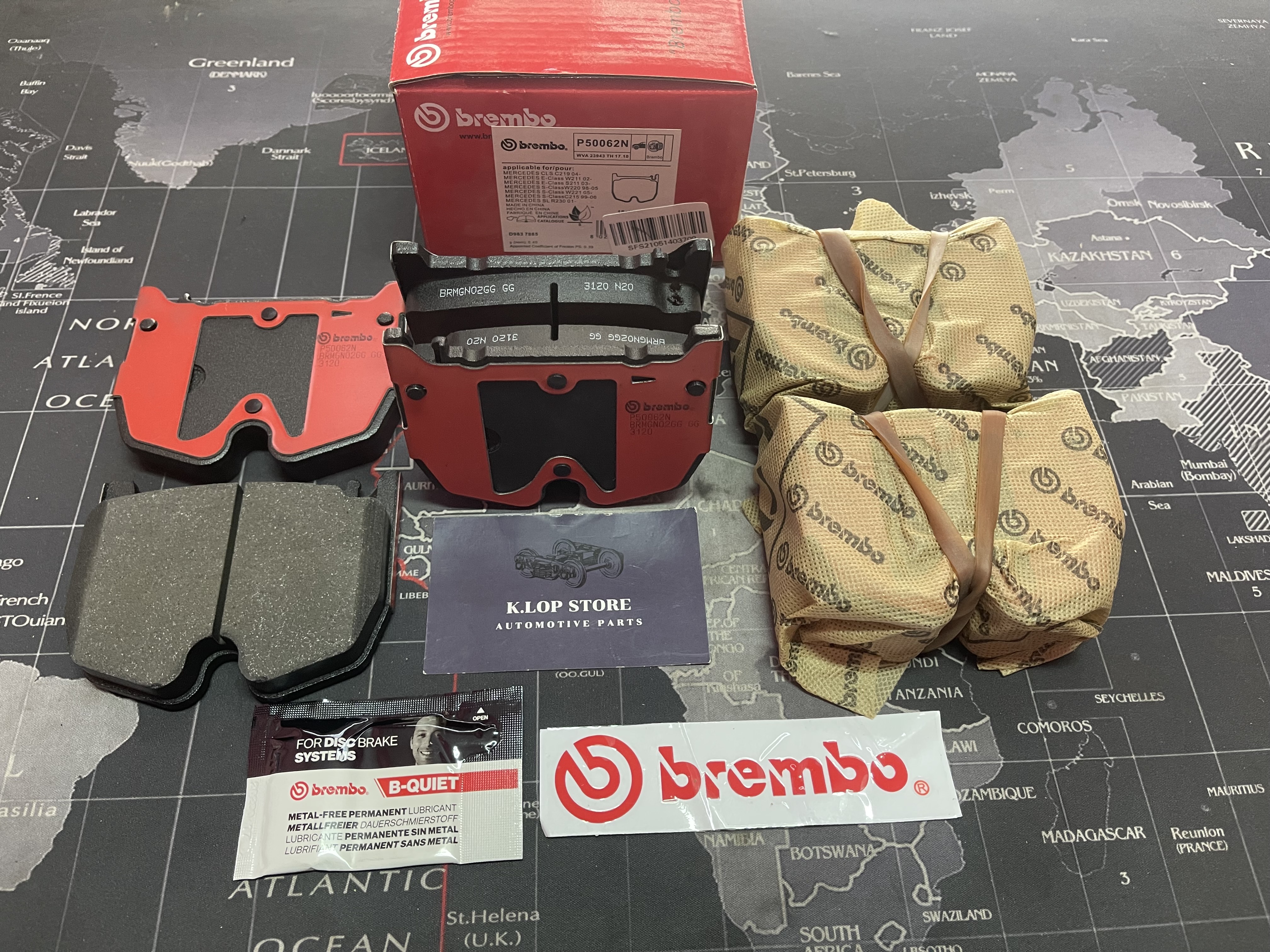 P50 062C ผ้าเบรก-F-แท้ BREMBO รุ่น Ceramic : BENZ AMG-Class (C219), E (W211), S (W220), SL (R230), SLK (R171), SLR (R199) '02-> การันตีคุณภาพมาตรฐานโดย " เครอป อะไหล่ยนต์"