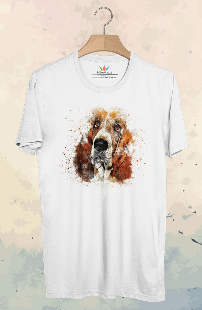 BP32 เสื้อยืด บาสเซ็ต ฮาวด์สีน้ำ