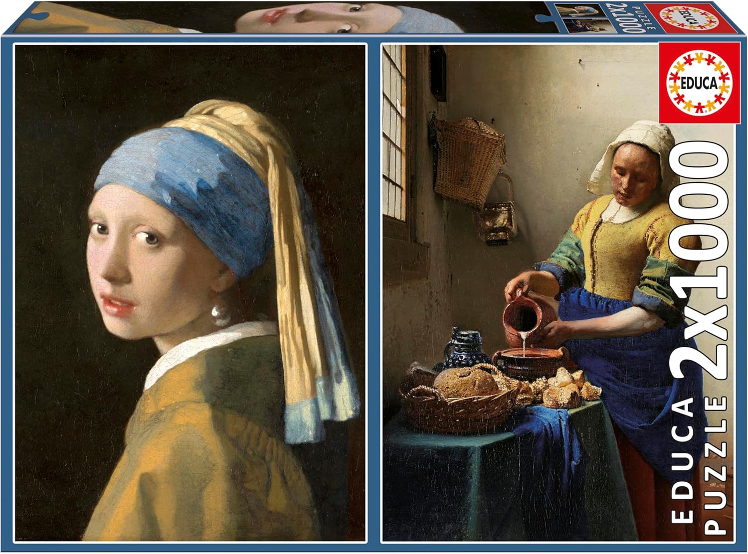 Educa - Girl Pearl Earring + The Milkmaid by Johannes Vermeer 2x1000 pcs.