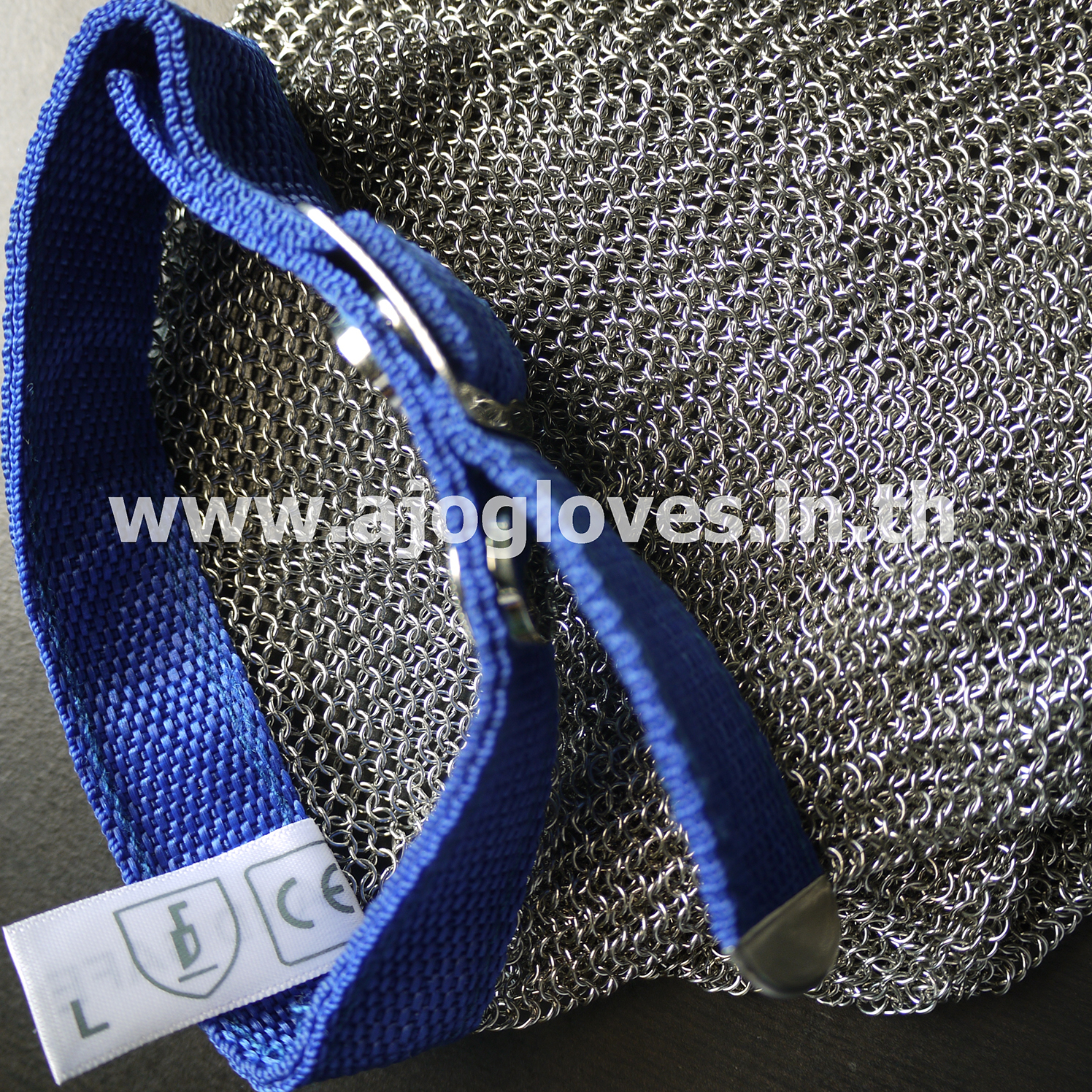 ถุงมือสแตนเลส 5 นิ้ว สั้น-สายรัดข้อมือไนล่อน