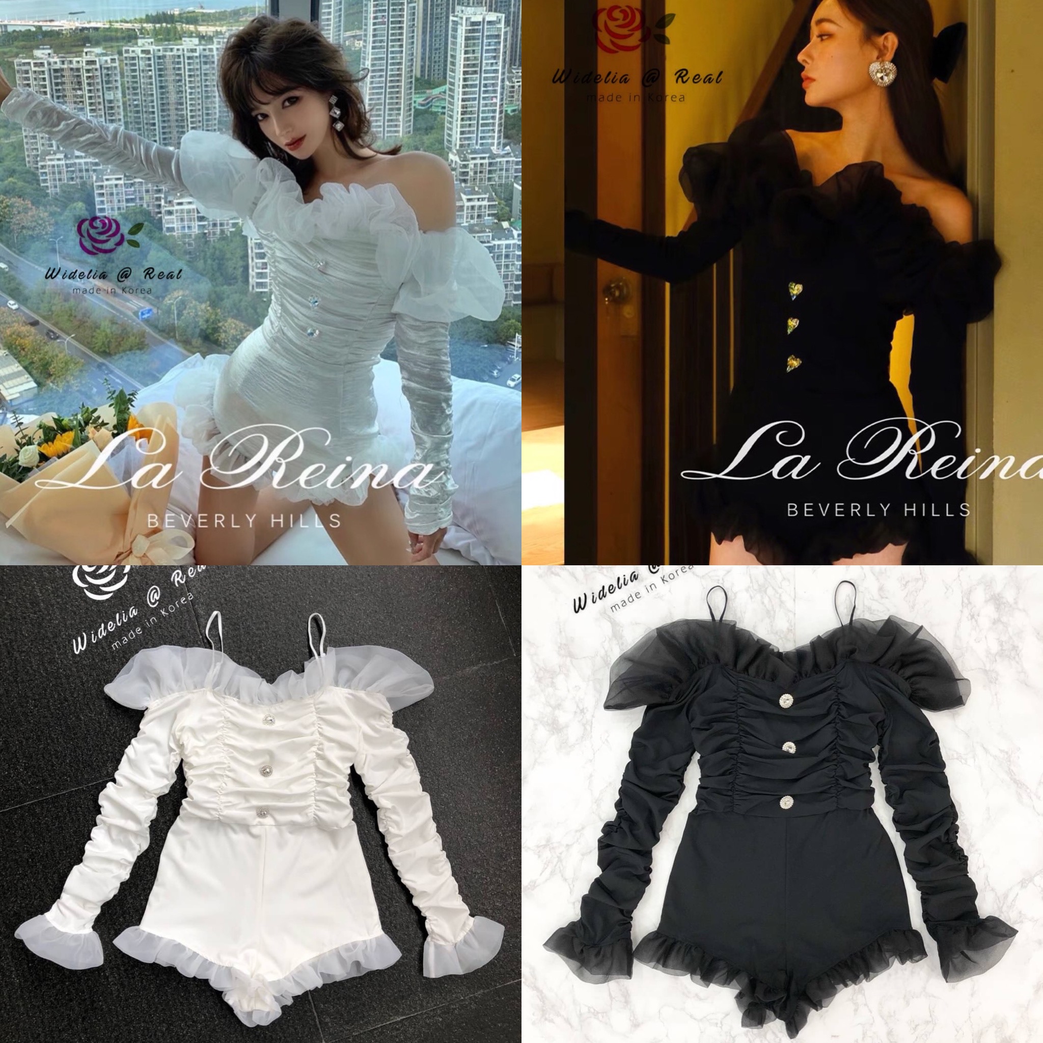 Korea Jumpsuit จั้มสูทขาสั้นแขนยาวแสนสวย