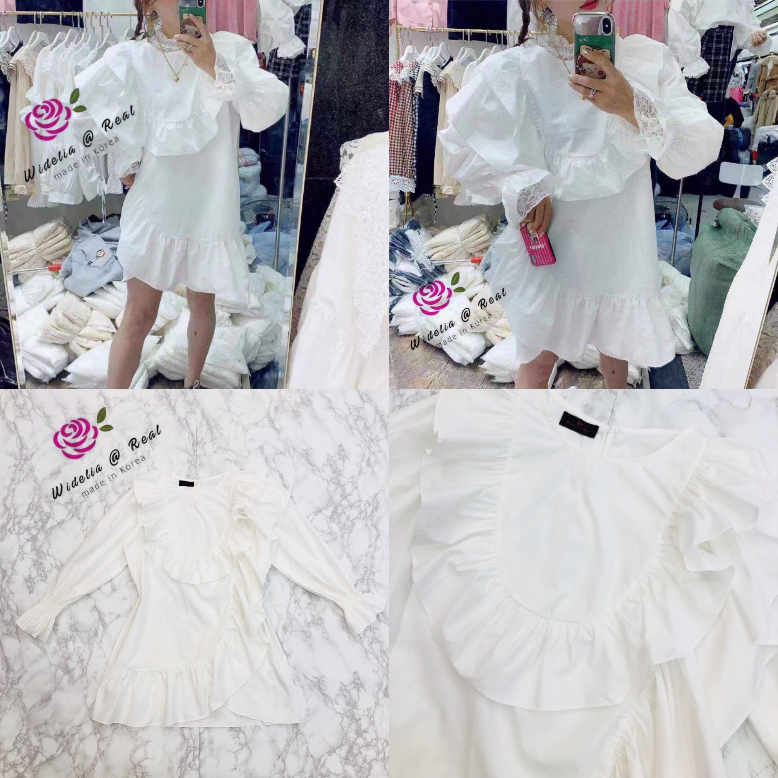 Korea Dress เดรสแขนยาวพองสุดน่ารัก ตัวเดรสทรงปล่อย