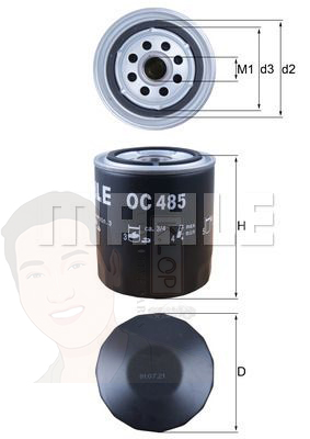 OC 485 กรองน้ำมันเครื่อง AUDI A4 2.4/2.8 A6 A8, Passat 2.8 V6 ยี่ห้อ MAHLE