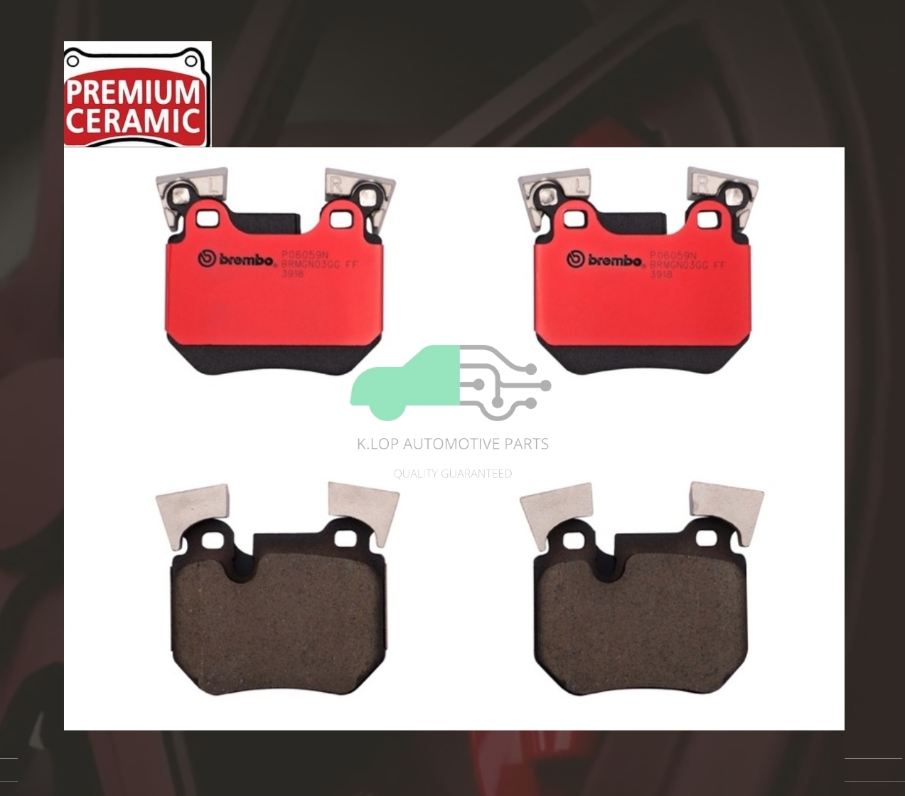 P06 059N ผ้าเบรกหลัง (แท้ BREMBO รุ่น Ceramic) BMW 3 E90 (320d 325d 330i)/MINI R56 JCW GP Brembo #ปั้ม JCW-GP 6 Pot