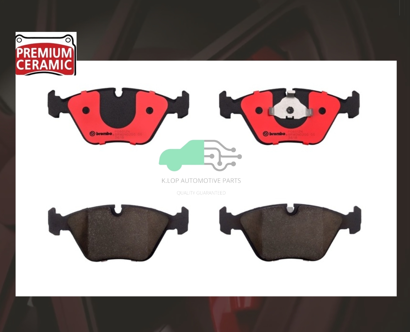 P06 012N ผ้าเบรกหน้า (แท้ BREMBO รุ่น Ceramic) BMW 3 E36 (M3) 94-98/5 E34 (518i 520i 525i 530i), 7 E32 (730i)