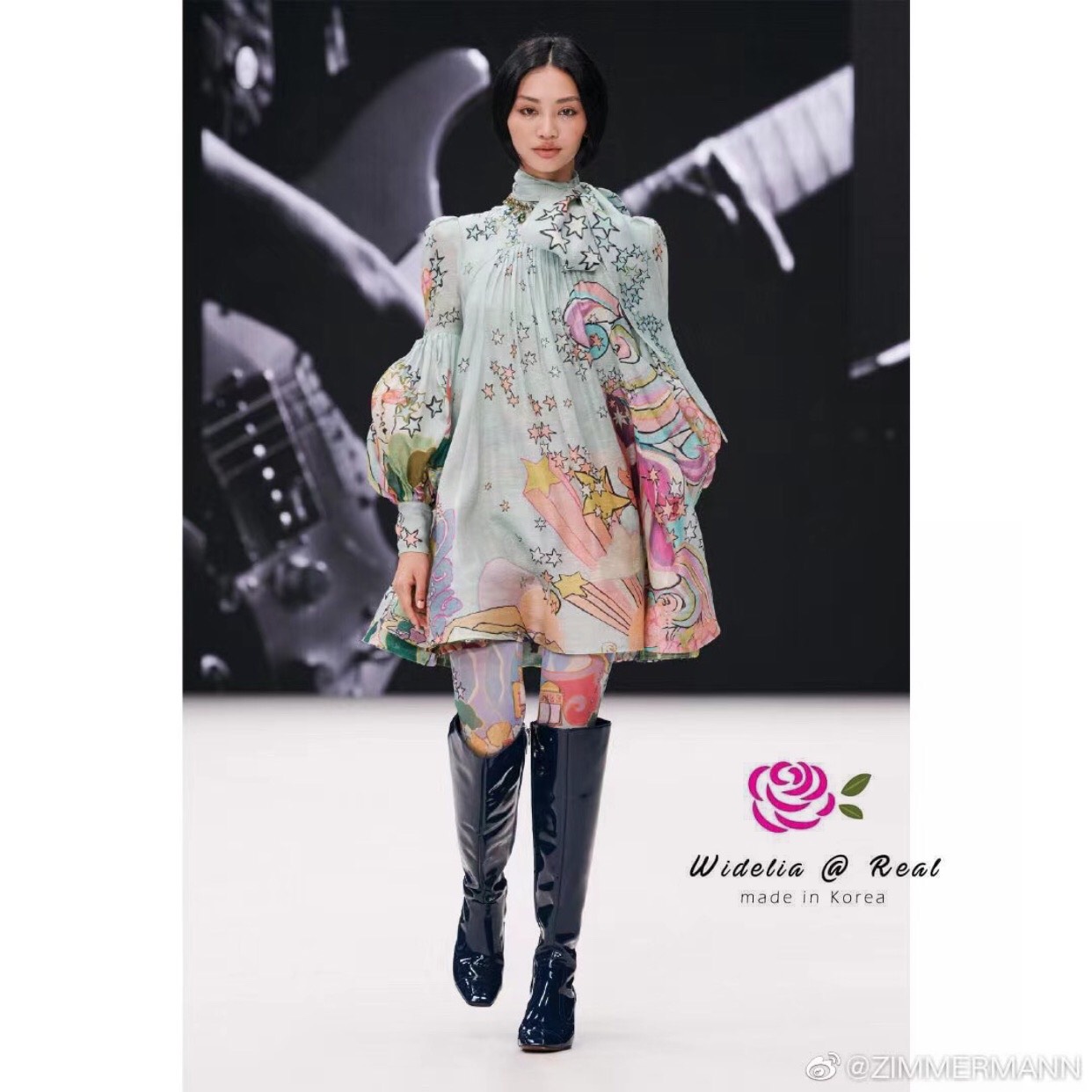 ZMM Dress เดรสแขนพองแสนสวย ช่วงคอผูกโบว์ใหญ่อลังดูน่ารักเว่อร์