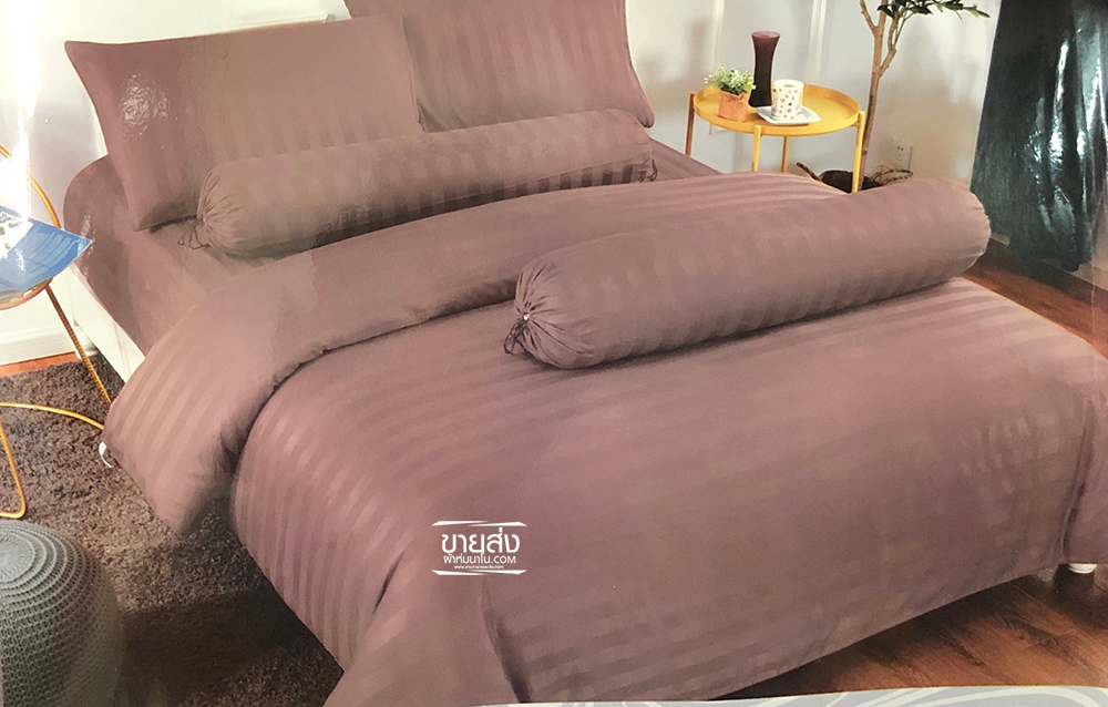 ชุดผ้าปูที่นอนลายริ้วโรงแรม 6 ฟุต (10ชุดคละสี)