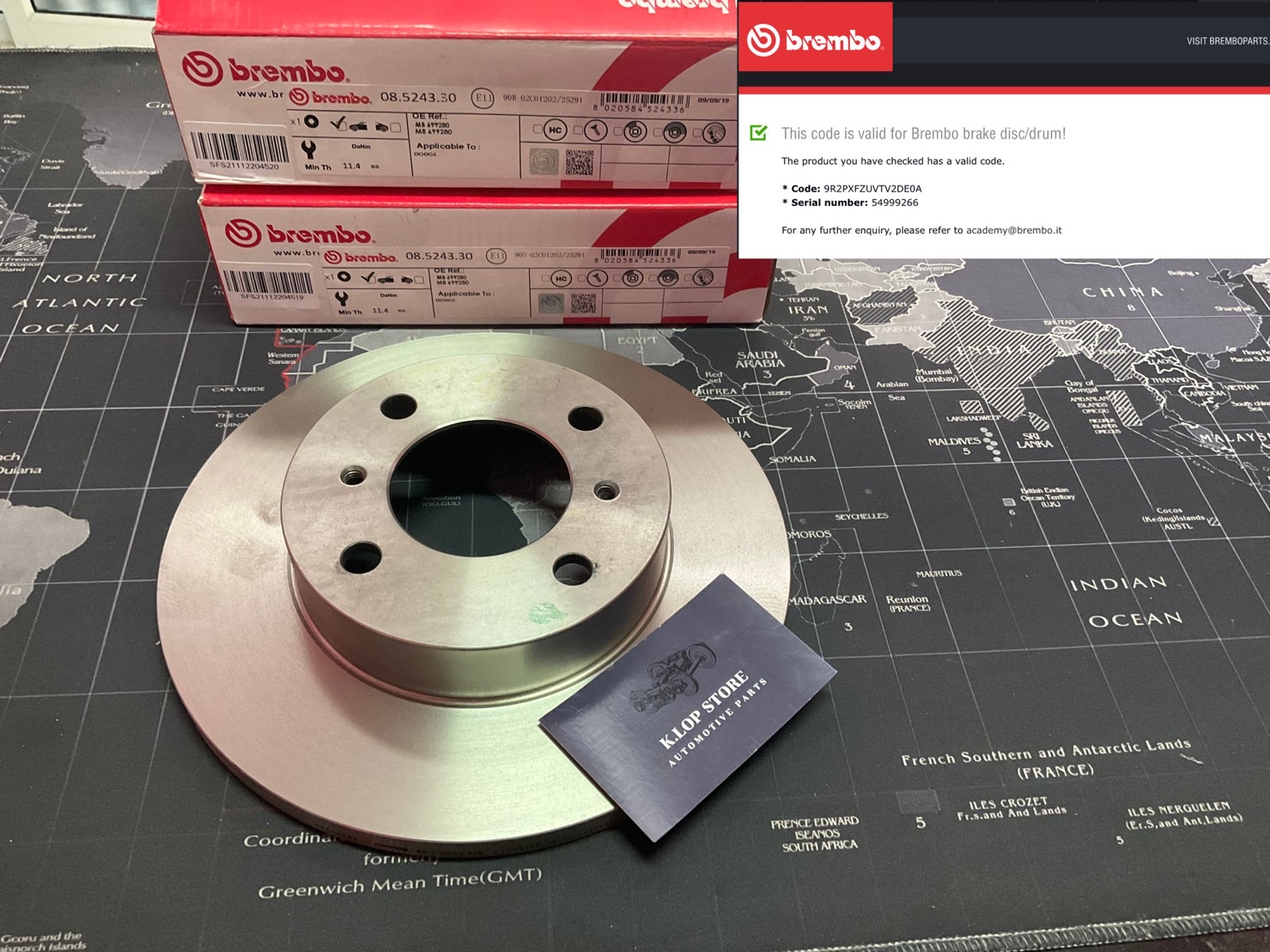 08 5243 30 จานเบรค ล้อ F (ยี่ห้อ BREMBO) รุ่น Std MITSUBISHI Lancer E-car 1.3, โคลท์ 1.3 ปี1992-1996