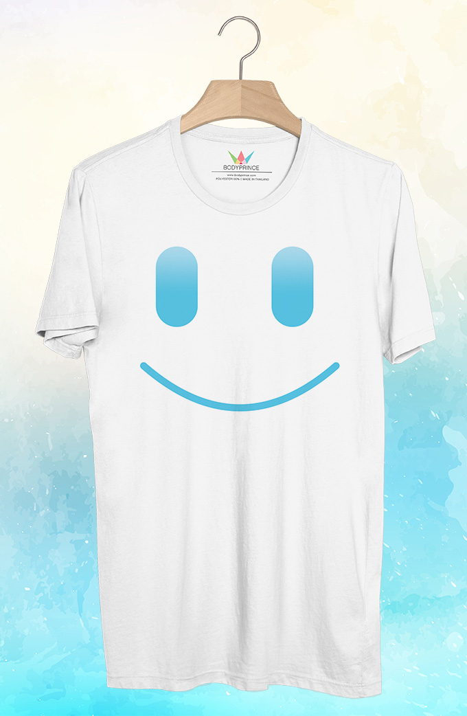BP723 เสื้อยืด ยิ้มกว้าง สีฟ้า