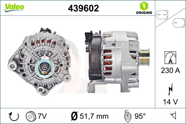 439602 ไดชาร์จ Valeo รุ่น BMW M57 N52 N62 E70(X5) 230A