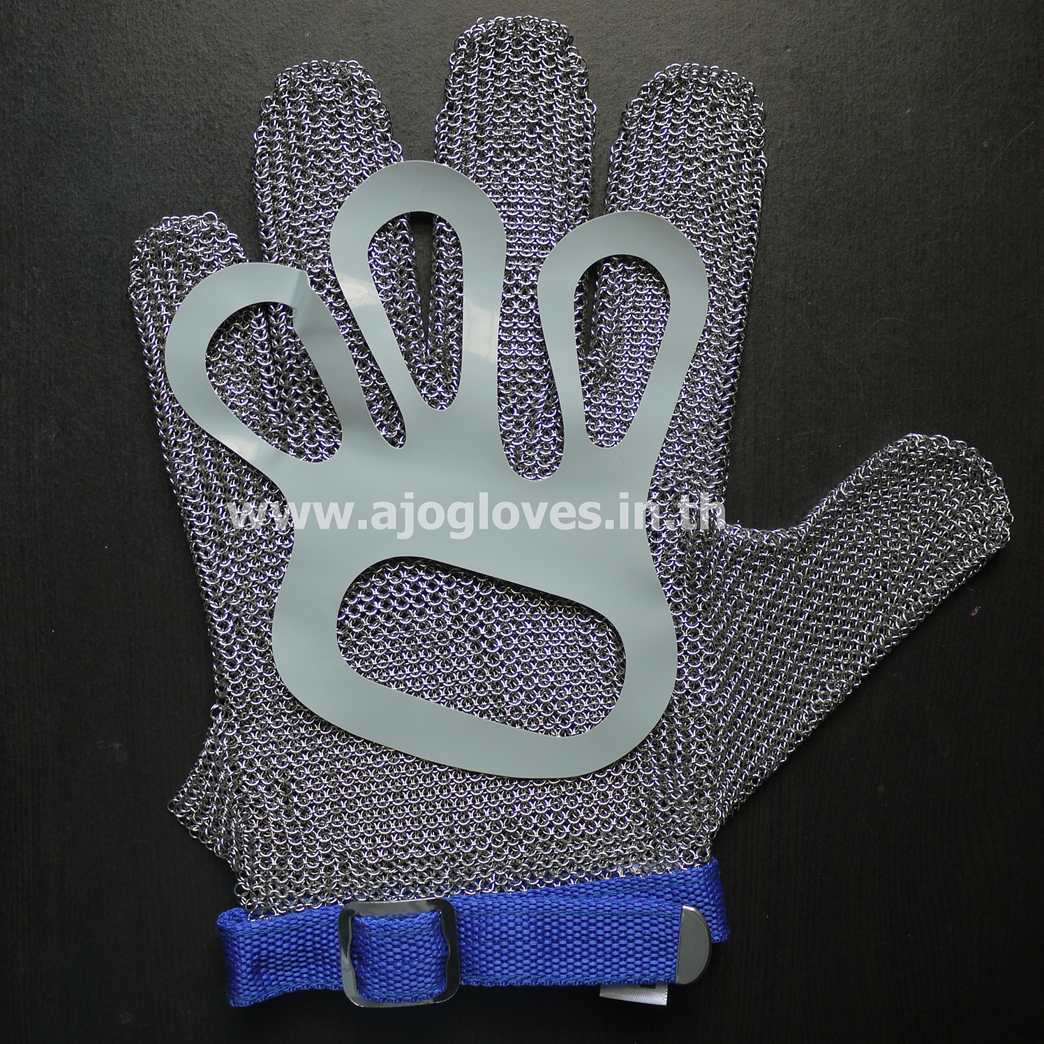 ถุงมือสแตนเลส 5 นิ้ว สั้น-สายรัดข้อมือไนล่อน