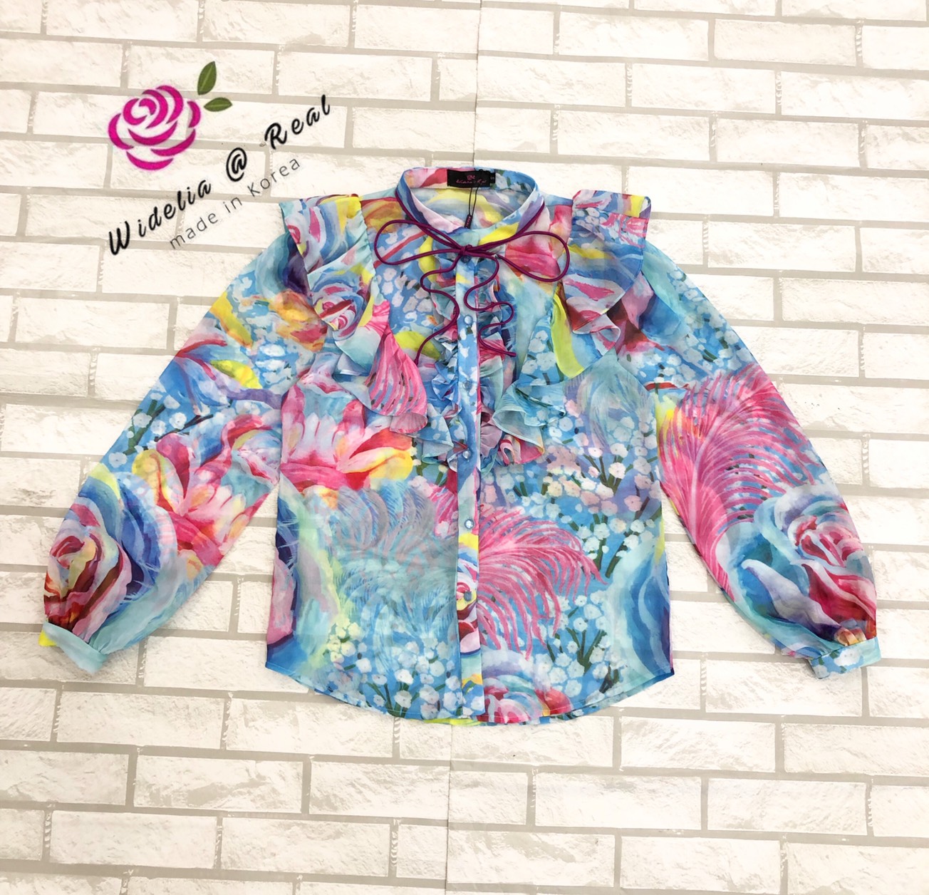 SRS Top เสื้อแขนยาว เนื้อผ้าพิมพ์ลายทั้งตัว เนื้อผ้าสวยมากๆ ใส่สบาย พริ้วๆ สีสันและลวดลายเป๊ะ
