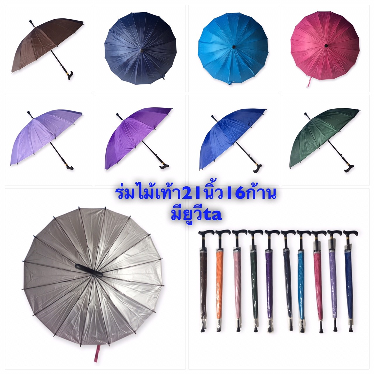ร่มไม้เท้า16ก้าน21นิ้ว- ta