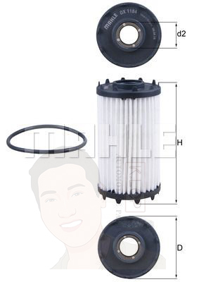 OX 1184D กรองน้ำมันเครื่อง Cayenne 3.0 E-Hybrid, Panamera 2.9, Q8 3.0 55 TFSI ยี่ห้อ MAHLE