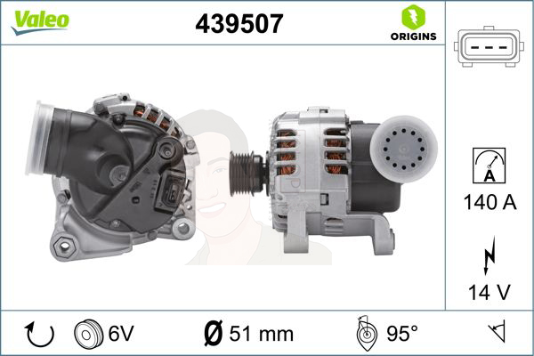 439507 ไดชาร์จ Valeo รุ่น BMW M54 E53 (X5) มีท่อข้างหลัง