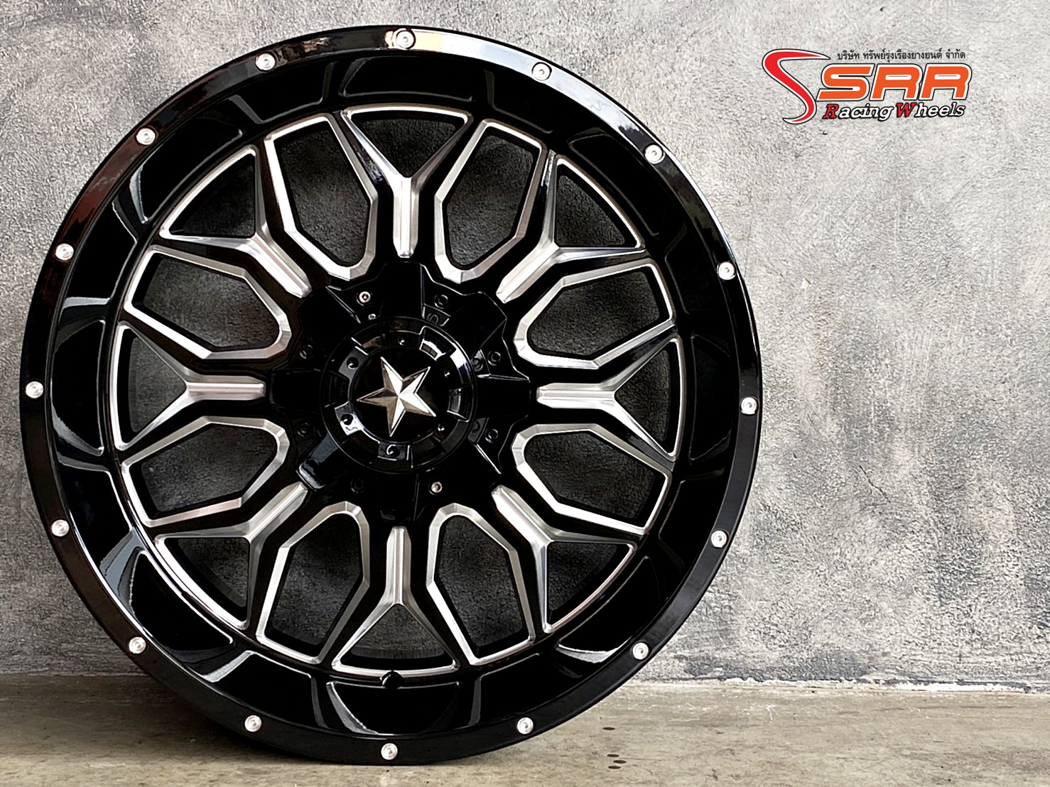 OASIS LP35 20x10 6x139.7 ET-24 BLACK MILL SPOKES+MILL DOTS