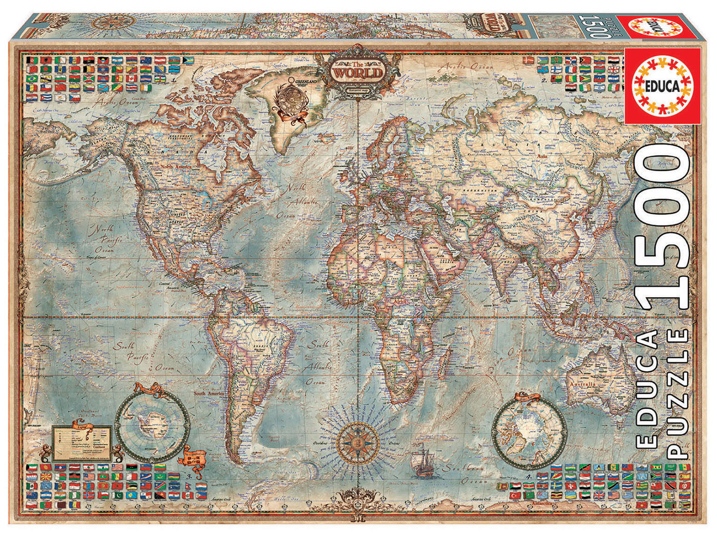 Educa - Political Map of The World by Rajko Zigic 1500 pcs.