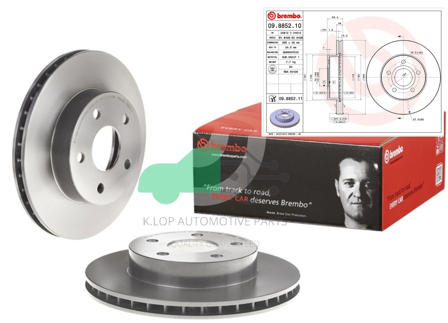 09 8852 11 จานเบรคหน้า (ยี่ห้อ BREMBO) รุ่น UV JEEP Grand Cherokee WJ WG 1996