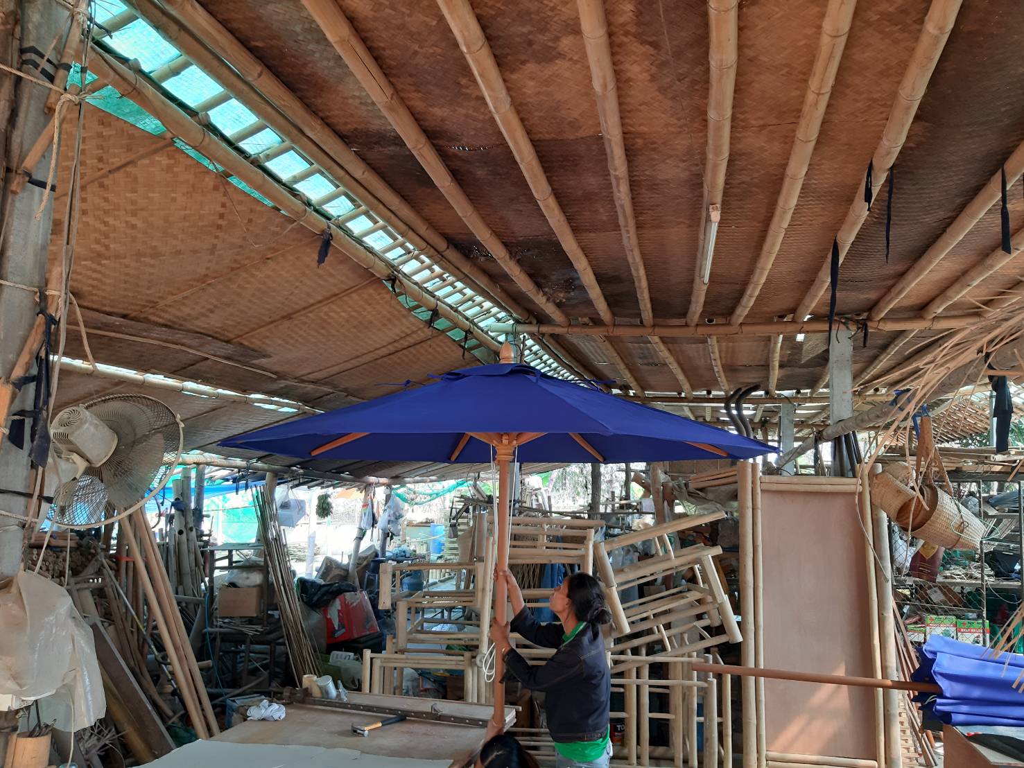 ร่มไม้ 50 นิ้ว ผ้า ซัลเบลล่า sunbella wood umbrella