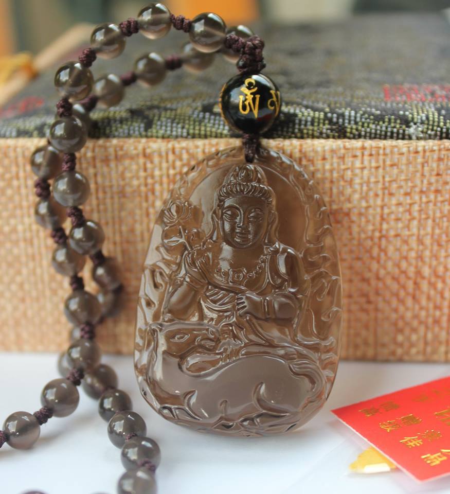 พระโพธิสัตว์กวนอิมทรงม้า ประจำปีเกิดมะเมีย หินออบซิเดียน GY006