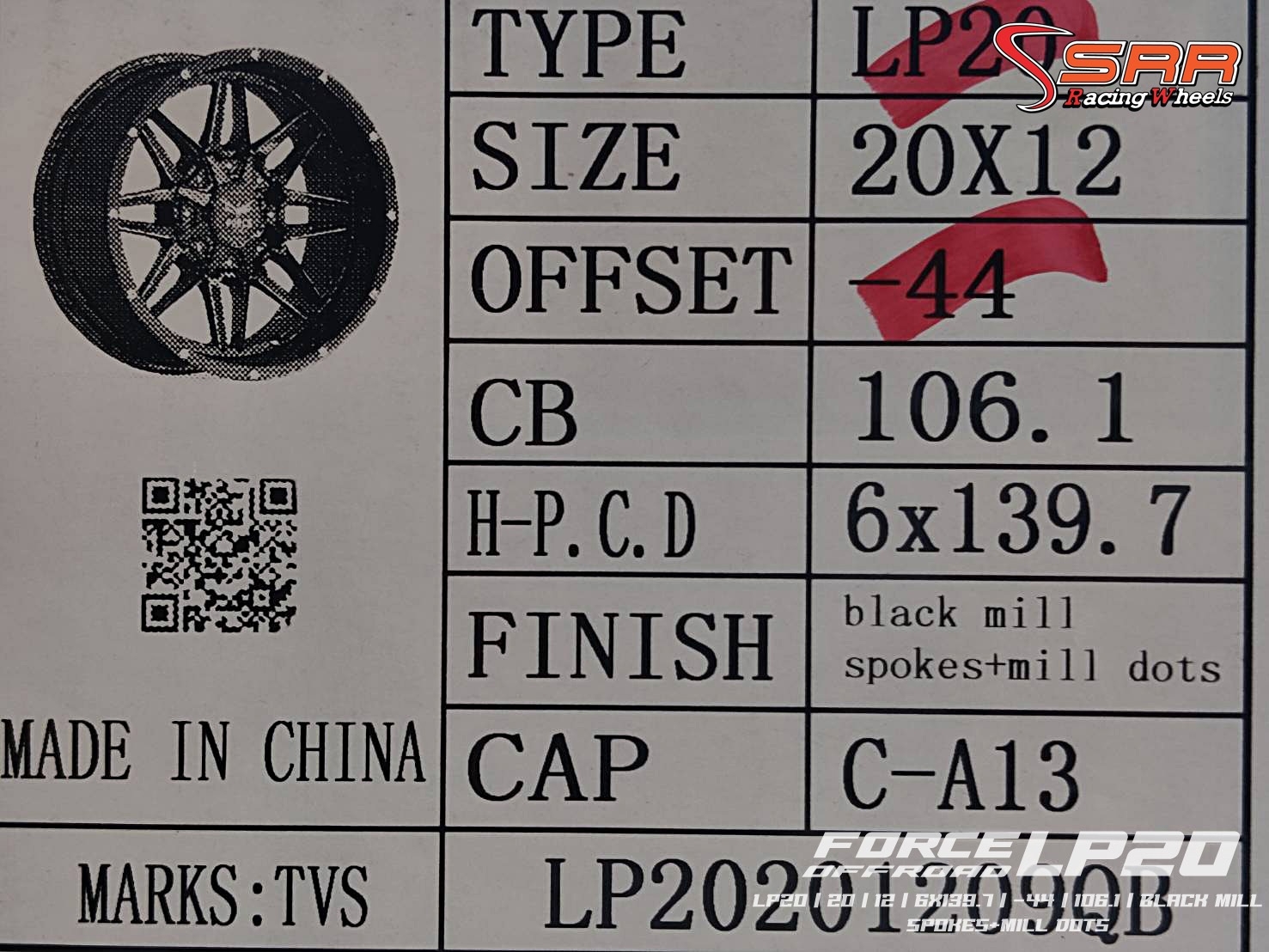 OASIS LP20 ขอบ20x12 6H139.7 ET-44 ราคาพิเศษพร้อมติดตั้ง