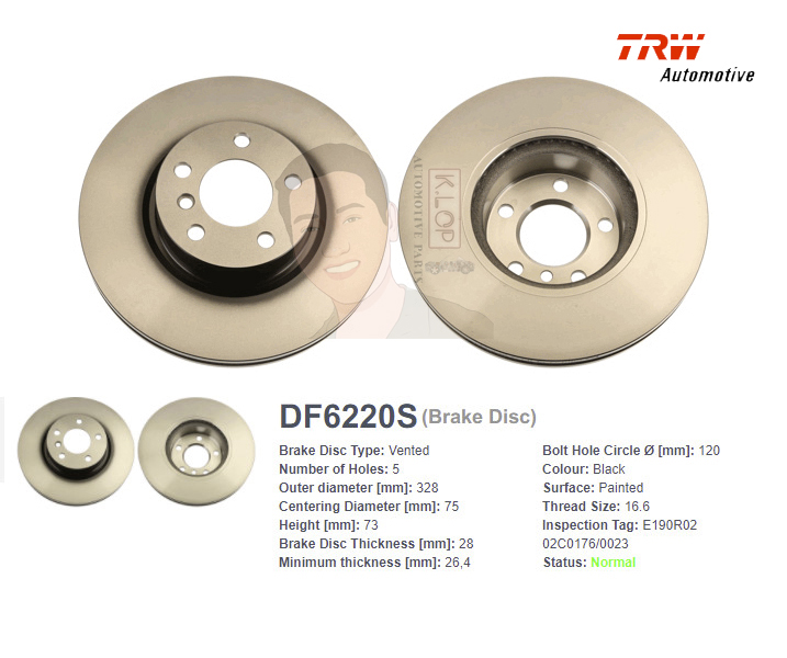 DF6220S จานเบรค-ดรัมเบรค(TRW) BMW X3 (F25), X4 (F26) ปี2010> F V