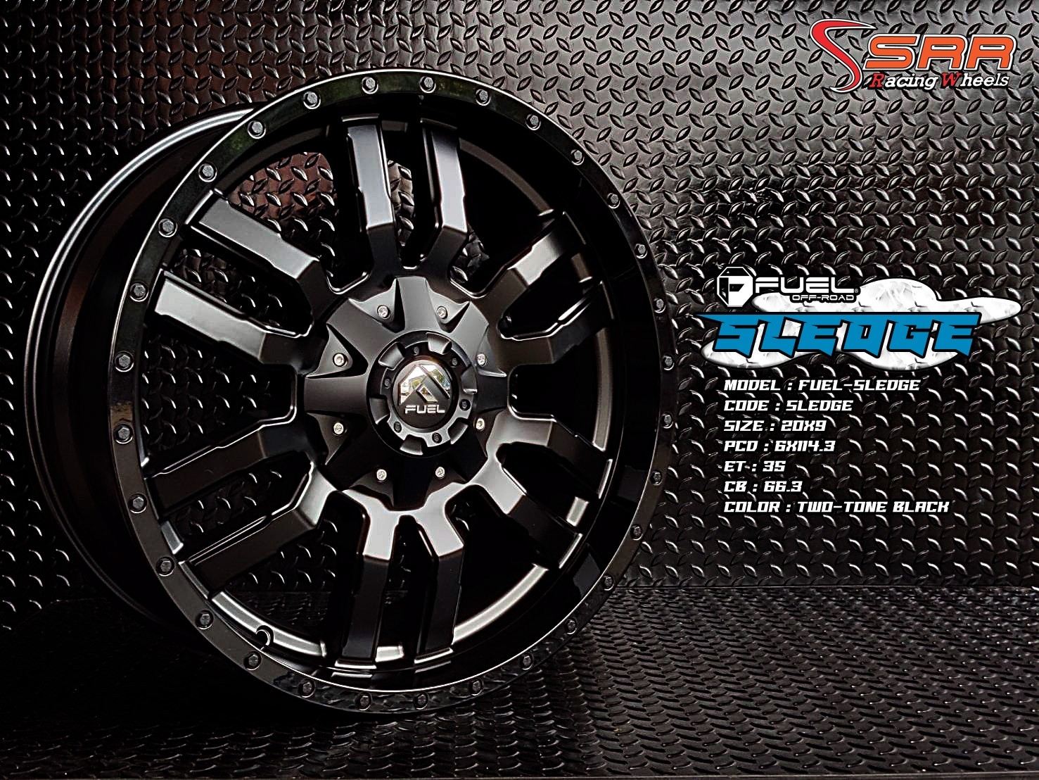 FUEL SLEDGE D596 ขอบ20 6H114.3 ET35 TWO-TONE BLACK สำหรับรถNAVARA