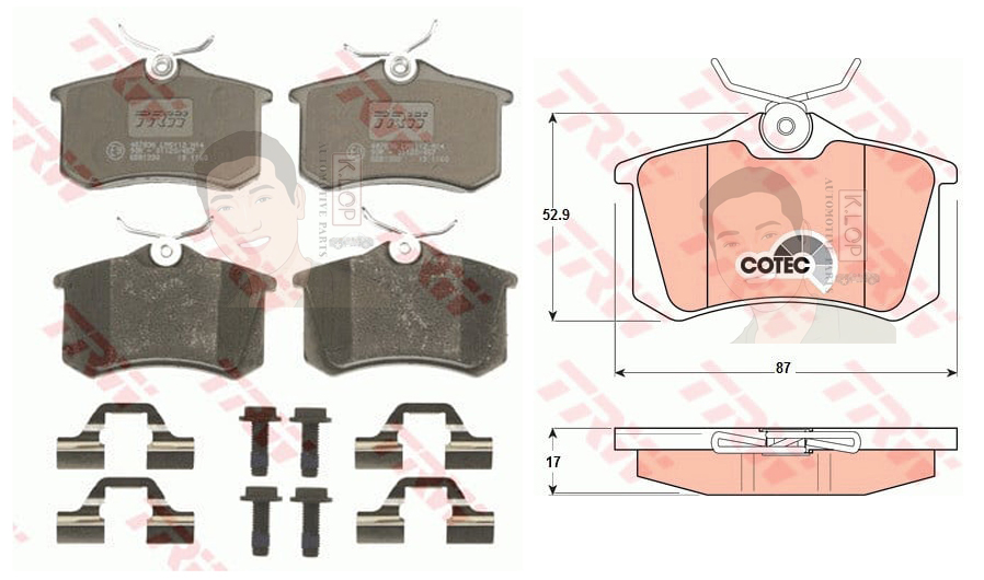 GDB1330 ผ้าเบรค-หลัง(TRW) (เนื้อผ้า COTEC) SEAT CORDOBA 1.8GLX '97-'99