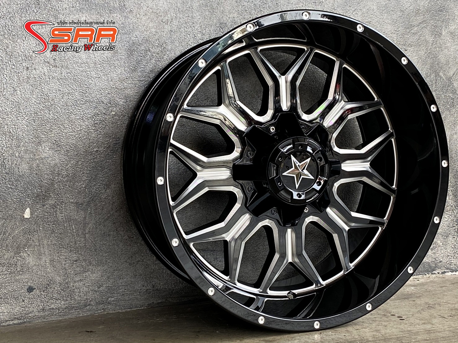 OASIS LP35 20x10 6x139.7 ET-24 BLACK MILL SPOKES+MILL DOTS