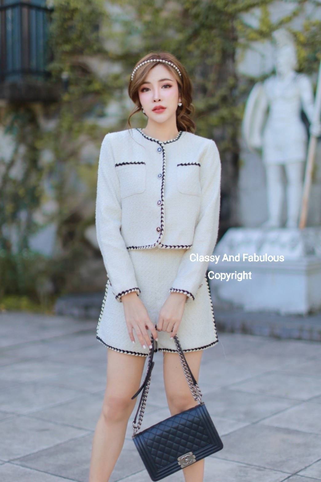 SET เสื้อ+กางเกงขาสั้นผ้าทวิสอย่างดีทั้งตัว