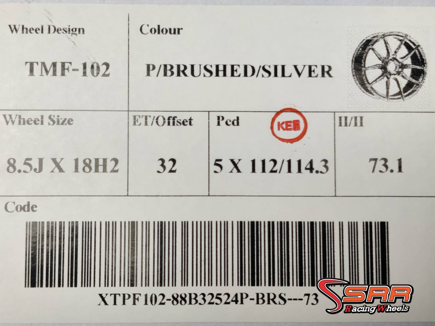 TMF-102 FLOW FORMING ขอบ18 ET32 P/BRUSHED/SILVER ชุดละ 26,000฿