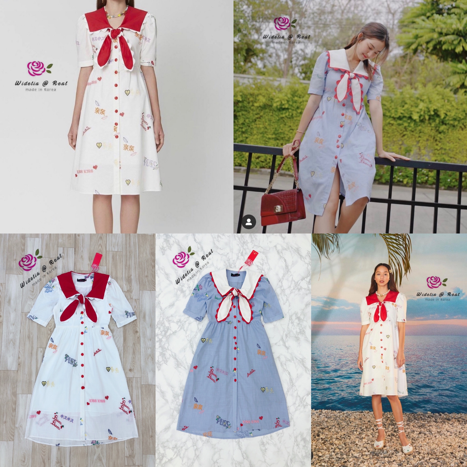 SRS Dress เดรสแขนสั้น คอปกใหญ่ผูกโบว์แต่งขอบหยักน่ารักเว่อร์