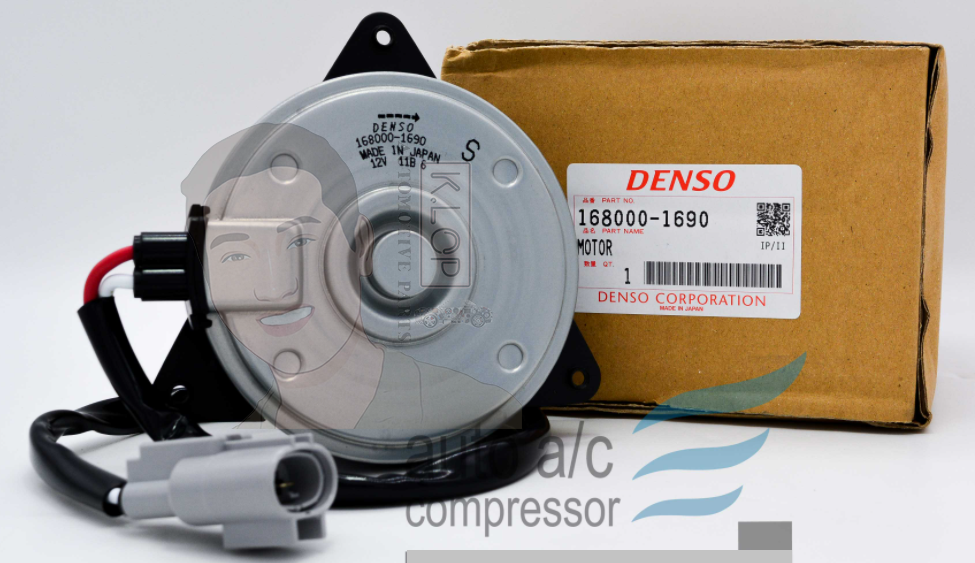 KLOP-T405-13A มอเตอร์พัดลมหม้อน้ำแท้ DENSO Toyota Hiace 2005~2010,Toyota Corolla 2002~2003,Toyota Wish 1.8(ZGE20) 2009~2016 (Diesel)