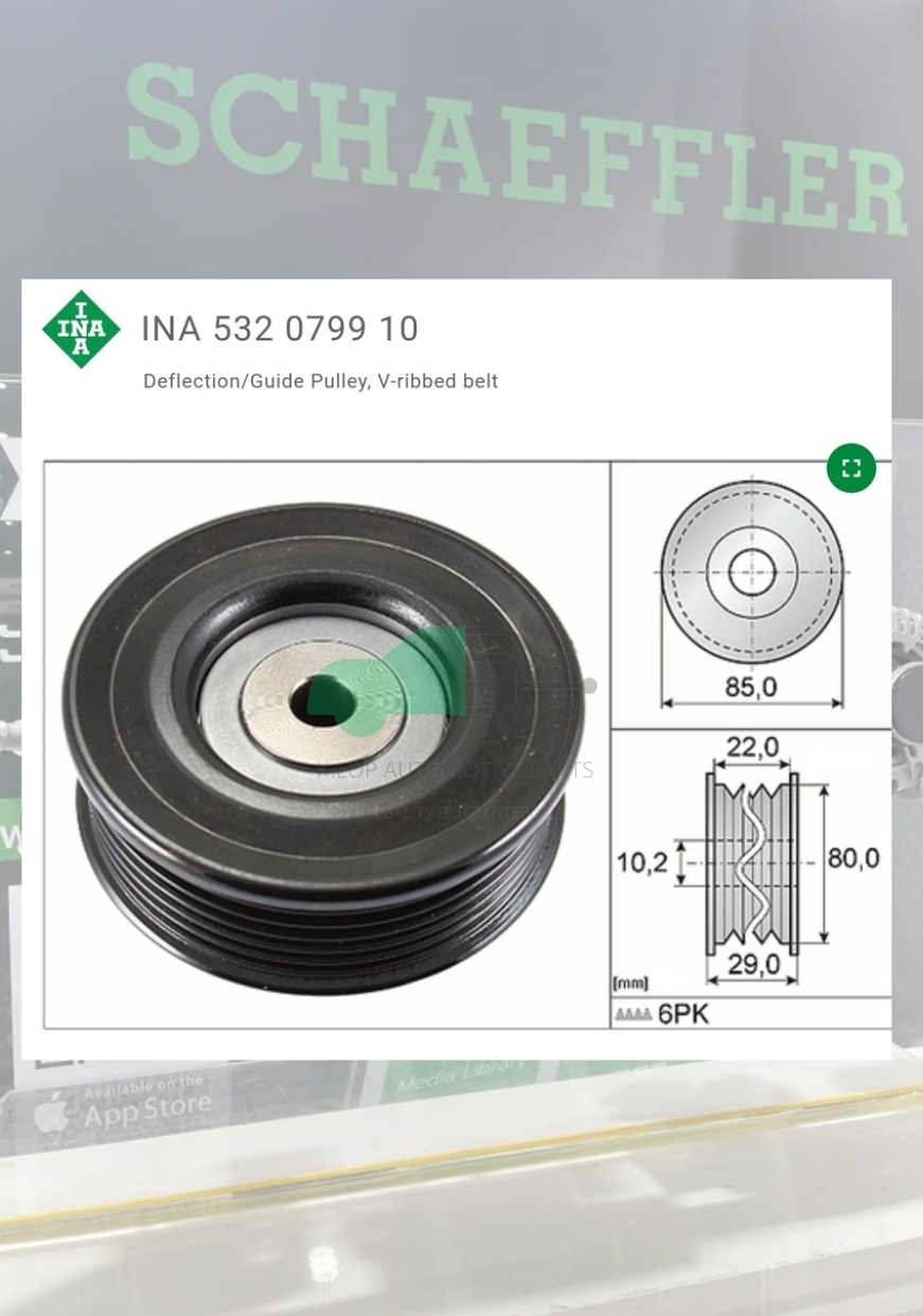 (INA) : ลูกรอก 6ร่อง 85มม. 1-3ZZ Altis 1.6/1.8 ปี01 ZZE121-2, ZZT230-1